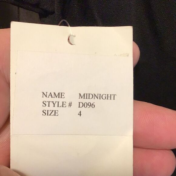 Gown sheer black with gold trim and flower at the bottom by Exyla size 4 new wit - Picture 7 of 7